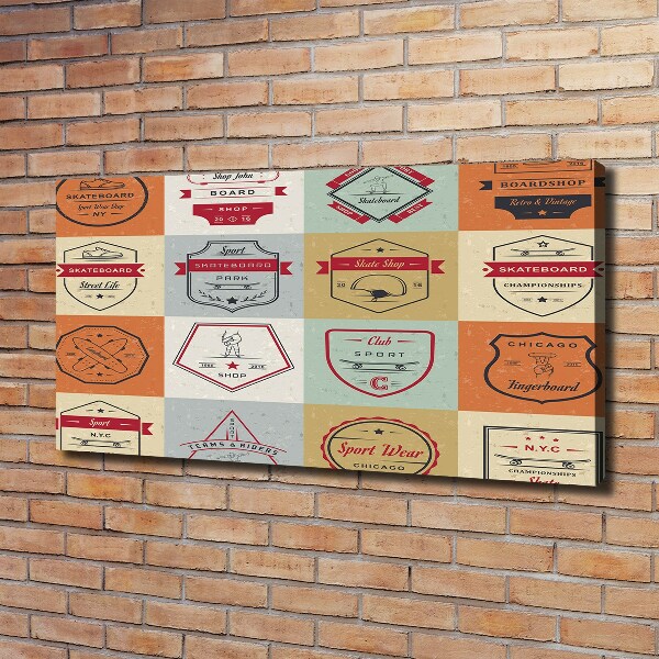 Quadro stampa su tela Segnali per skateboard