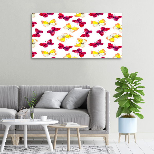 Quadro stampa su tela Farfalle e fiori
