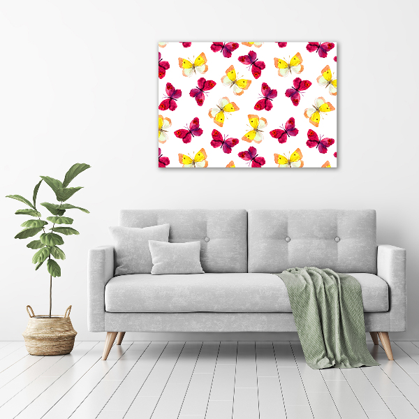 Quadro stampa su tela Farfalle e fiori