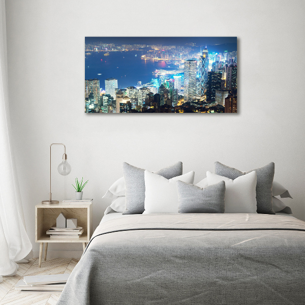 Quadro stampa su tela Hong Kong di notte
