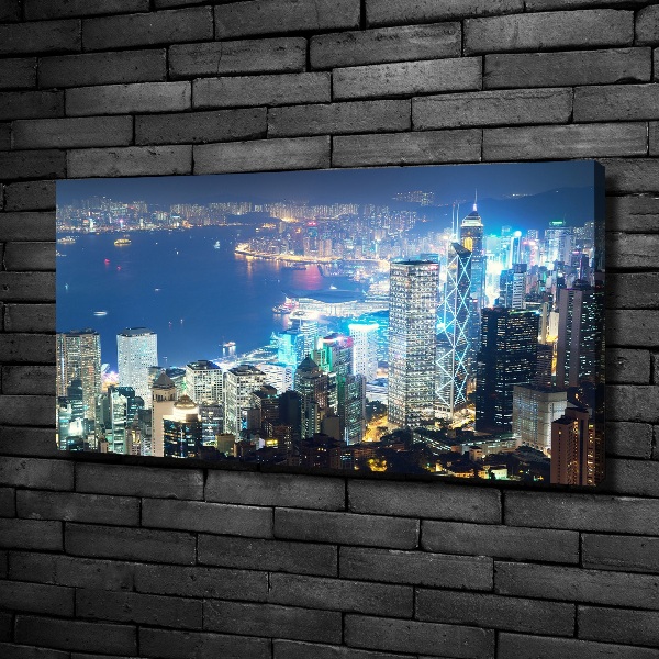 Quadro stampa su tela Hong Kong di notte