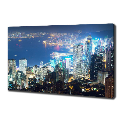Quadro stampa su tela Hong Kong di notte