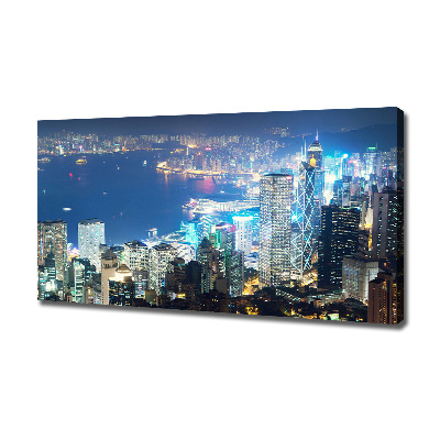 Quadro stampa su tela Hong Kong di notte