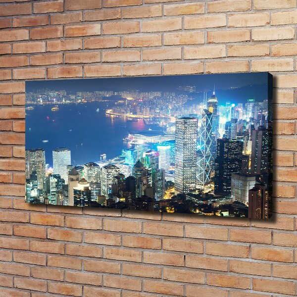 Quadro stampa su tela Hong Kong di notte