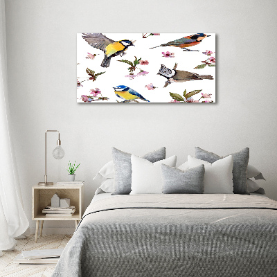 Quadro su tela Uccelli in fiore di ciliegio