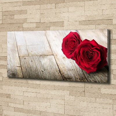 Quadro stampa su tela Rose su legno