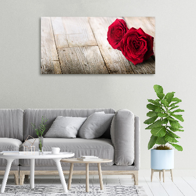Quadro stampa su tela Rose su legno