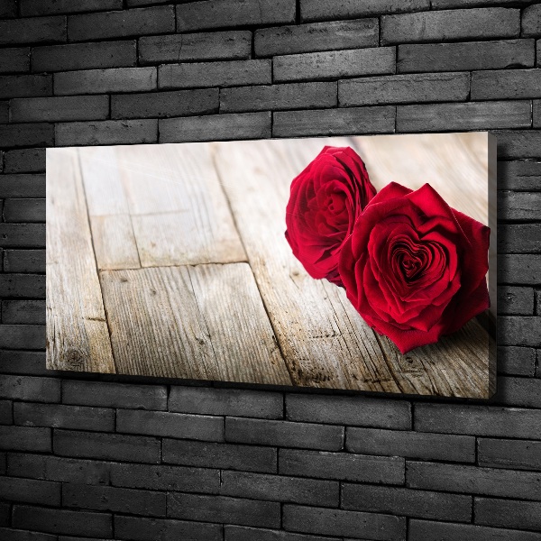 Quadro stampa su tela Rose su legno