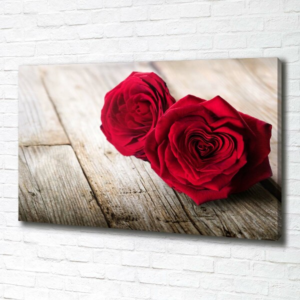 Quadro stampa su tela Rose su legno