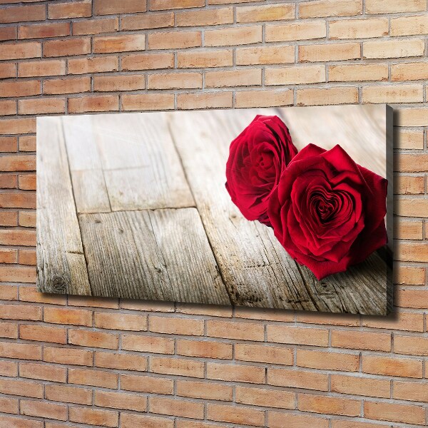 Quadro stampa su tela Rose su legno