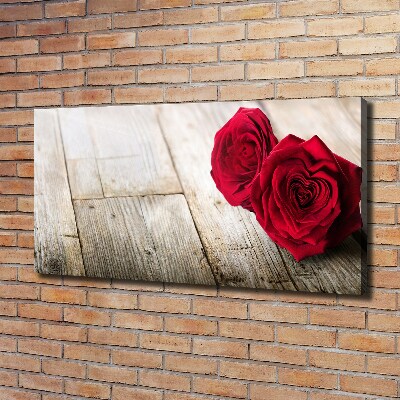 Quadro stampa su tela Rose su legno