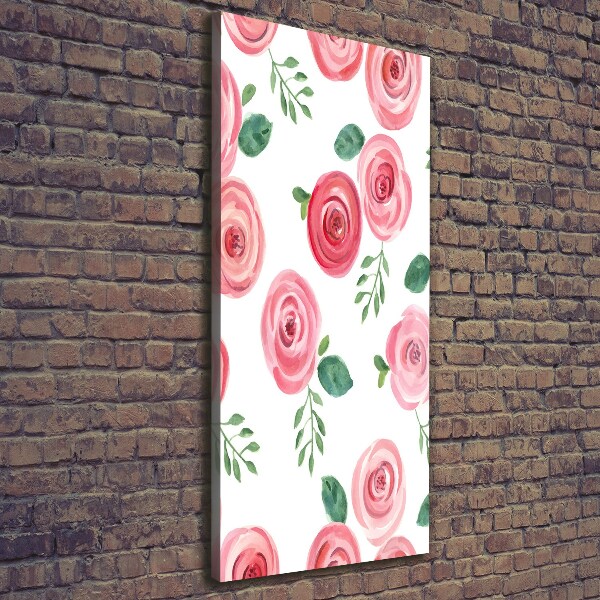 Quadro su tela canvas verticale Rose rosa