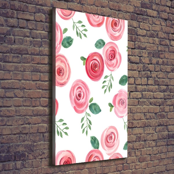 Quadro su tela canvas verticale Rose rosa
