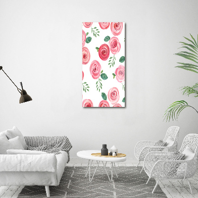 Quadro su tela canvas verticale Rose rosa