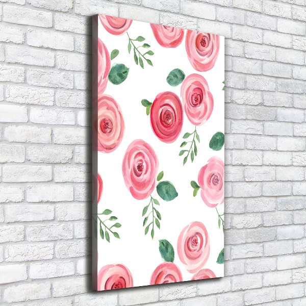 Quadro su tela canvas verticale Rose rosa