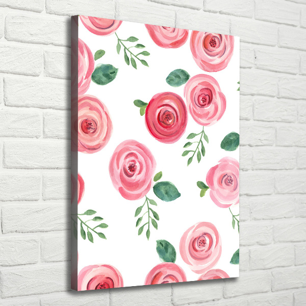 Quadro su tela canvas verticale Rose rosa