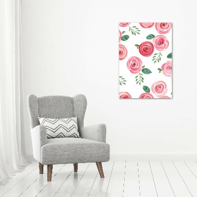 Quadro su tela canvas verticale Rose rosa