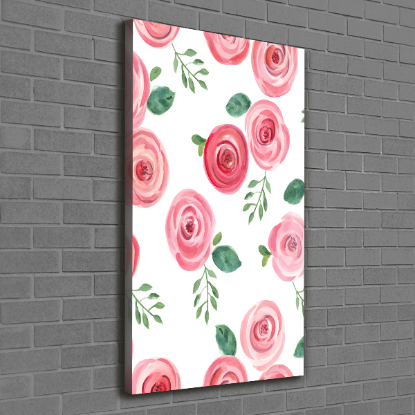 Quadro su tela canvas verticale Rose rosa