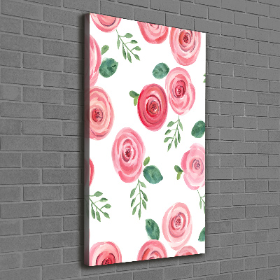 Quadro su tela canvas verticale Rose rosa