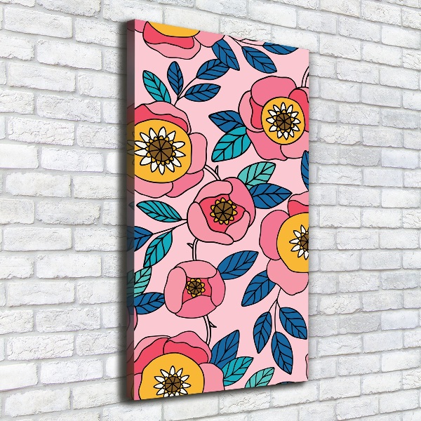 Quadro foto su tela verticale Fiori colorati