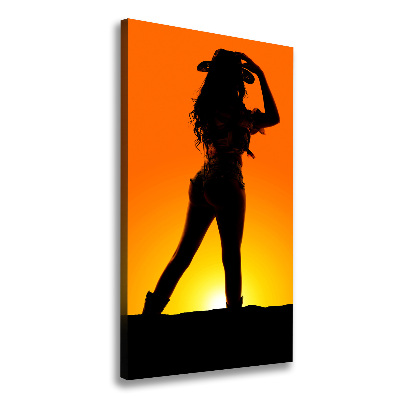 Stampa quadro su tela verticale Silhouette da cowgirl