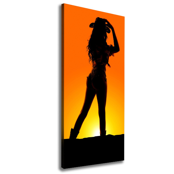 Stampa quadro su tela verticale Silhouette da cowgirl