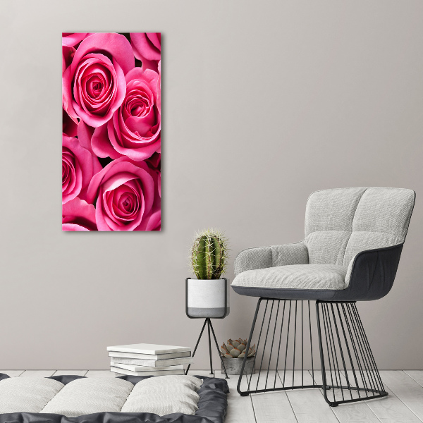 Quadro su tela canvas verticale Rose rosa