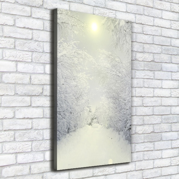 Quadro su tela canvas verticale Foresta in inverno