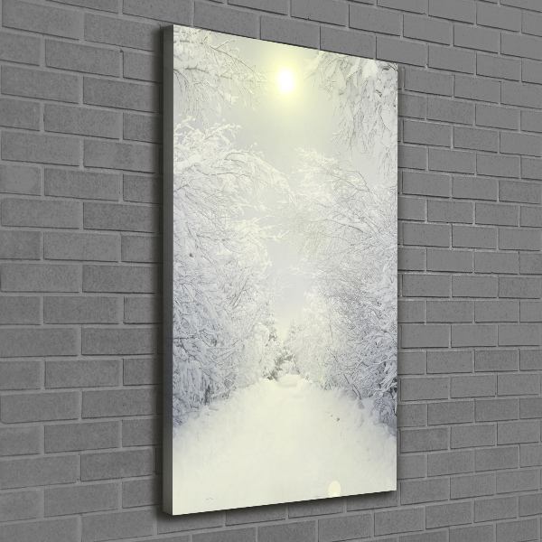 Quadro su tela canvas verticale Foresta in inverno