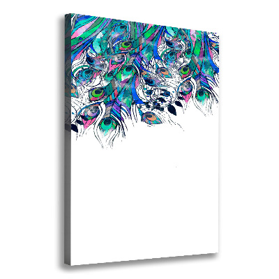 Quadro foto su tela verticale Piume di pavone