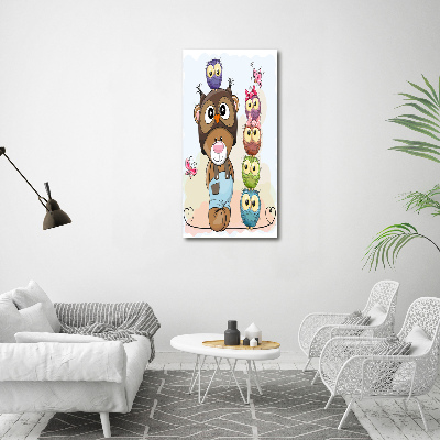 Quadro su tela canvas verticale Orsacchiotti e gufi