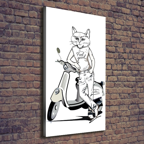 Quadro su tela canvas verticale Uomo Gatto