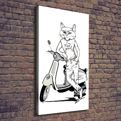 Quadro su tela canvas verticale Uomo Gatto