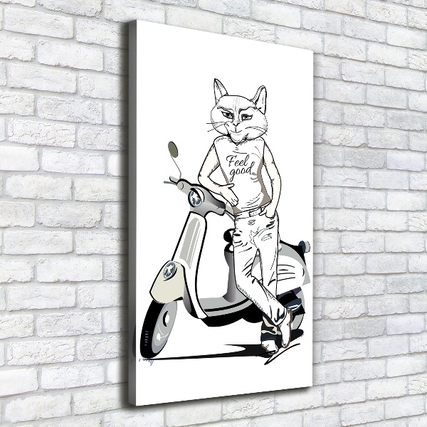 Quadro su tela canvas verticale Uomo Gatto