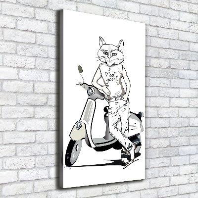Quadro su tela canvas verticale Uomo Gatto