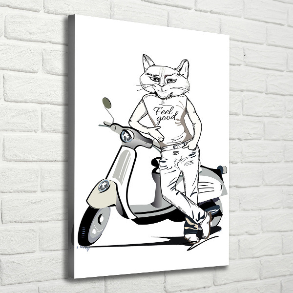 Quadro su tela canvas verticale Uomo Gatto