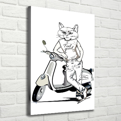 Quadro su tela canvas verticale Uomo Gatto
