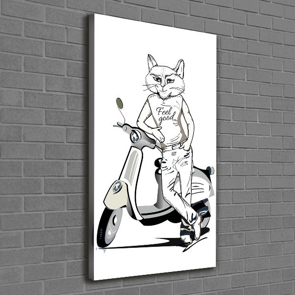Quadro su tela canvas verticale Uomo Gatto