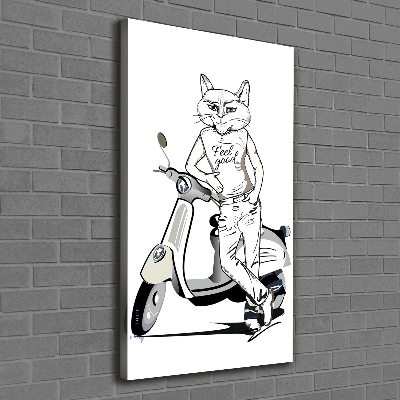 Quadro su tela canvas verticale Uomo Gatto