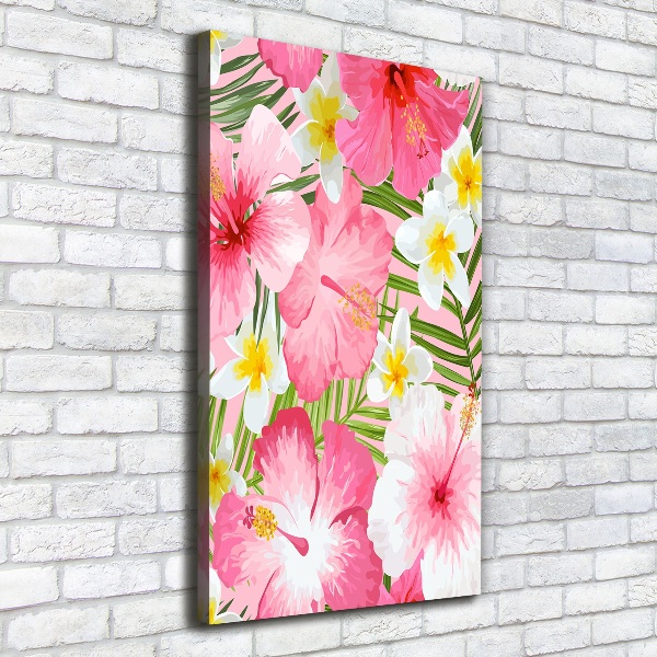 Quadro foto su tela verticale Fiori tropicali