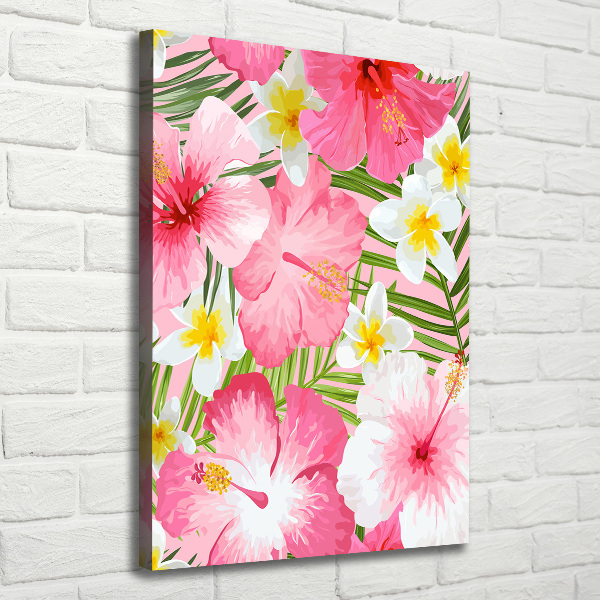 Quadro foto su tela verticale Fiori tropicali