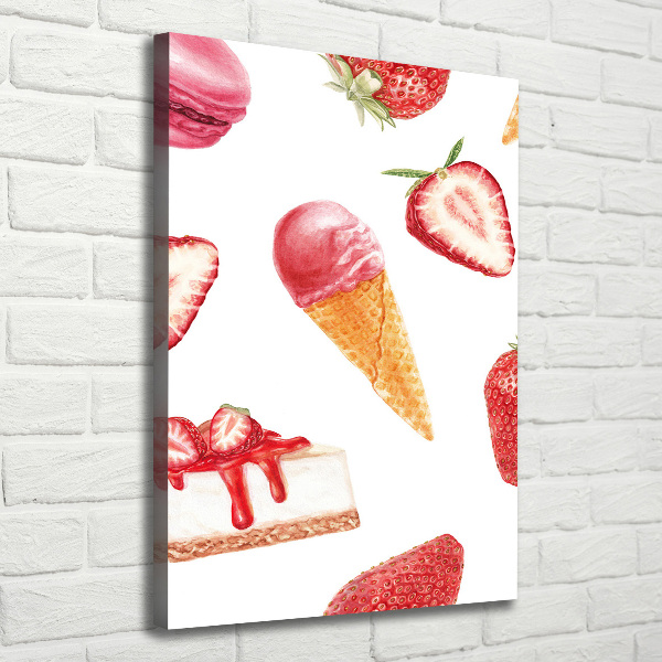 Quadro foto su tela verticale Gusto fragola