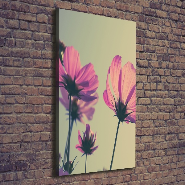 Quadro foto su tela verticale Fiori rosa