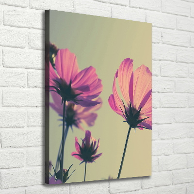 Quadro foto su tela verticale Fiori rosa