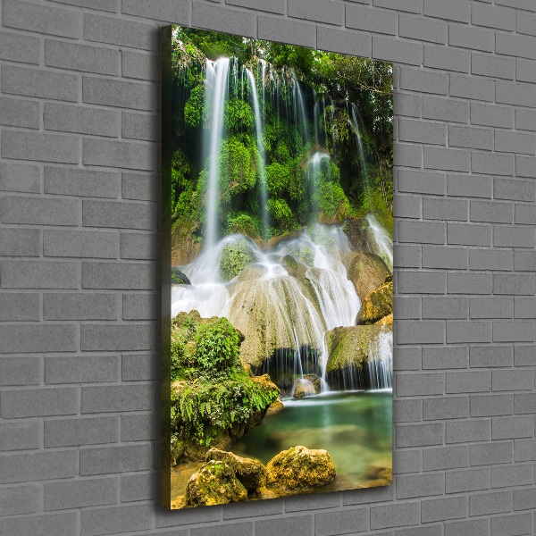 Quadro foto su tela verticale Cascata nella giungla