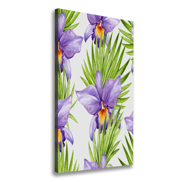 Stampa quadro su tela verticale Orchidee e palme