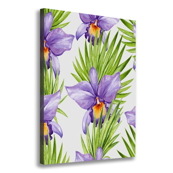 Stampa quadro su tela verticale Orchidee e palme