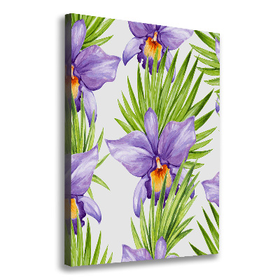 Stampa quadro su tela verticale Orchidee e palme