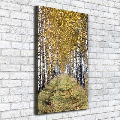 Quadro su tela canvas verticale Foresta di betulle