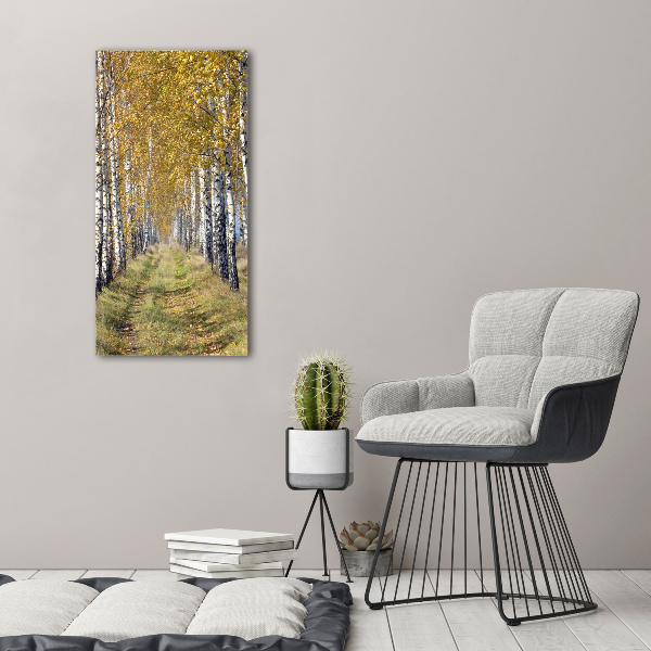 Quadro su tela canvas verticale Foresta di betulle